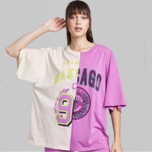 Women's Short Sleeve Oversized T-Shirt - Wild Fable Almond/Purple